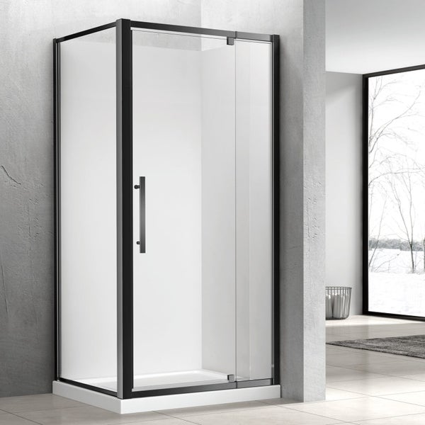 2 Meter HEIGHT Matte Black 800x900mm Square Pivot Door Shower Carousel 1