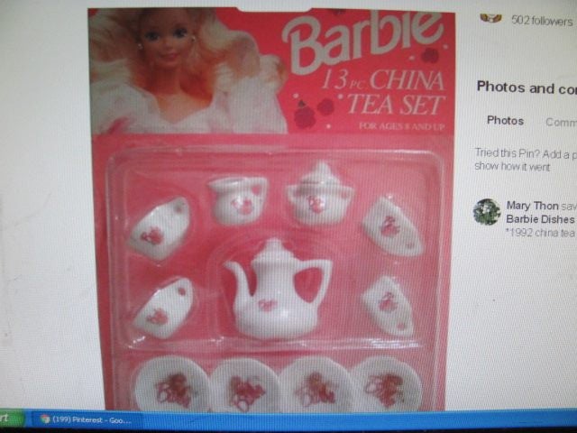 barbie china tea set 1992