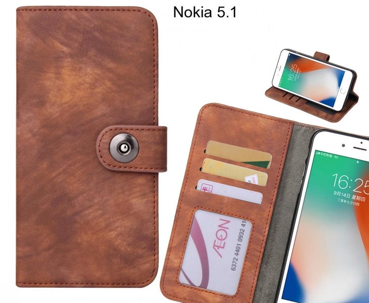 Nokia 5.1 case retro leather wallet case Carousel 1
