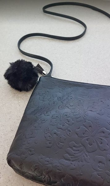 Faux Black Rabbit Fur Key Ring or Handbag Pom Pom Pendant Carousel 2