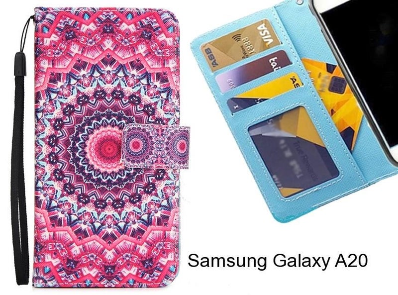 Samsung Galaxy A20 case 3 card leather wallet case printed ID Carousel 1