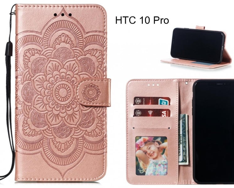 HTC 10 Pro case leather wallet case embossed pattern Carousel 1