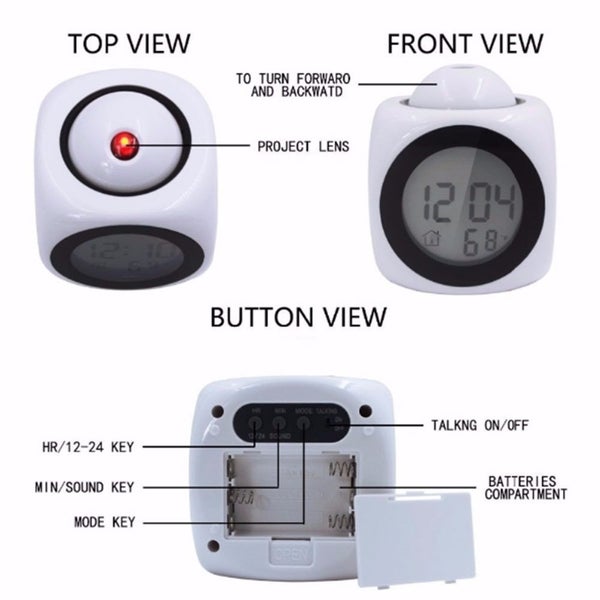 Multi-function Digital LCD Talking LED Projection Clock. Now with English voice Carousel 8