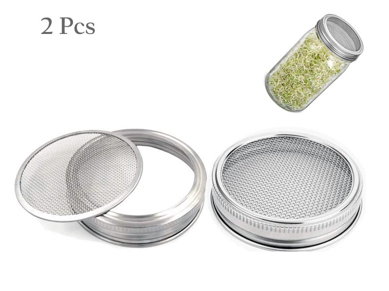 2Pcs Stainless Steel Sprouting Lids with Screen Carousel 1
