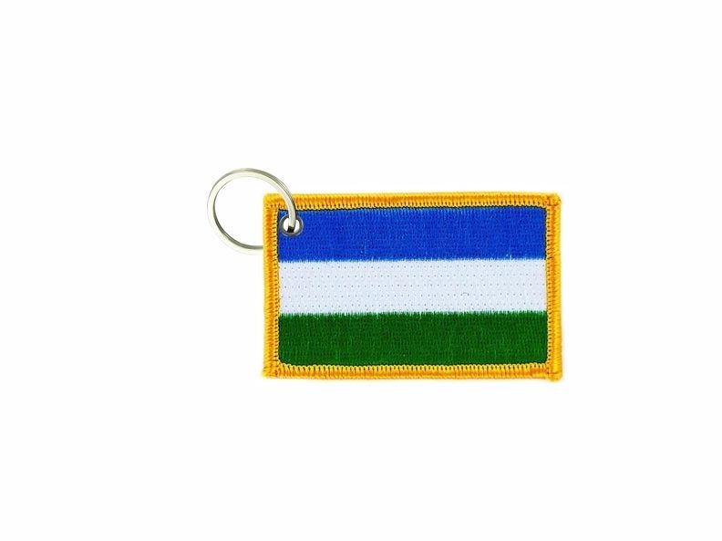 Keychain keyring embroidered embroidery patch double sided flag sierra leone Carousel 1