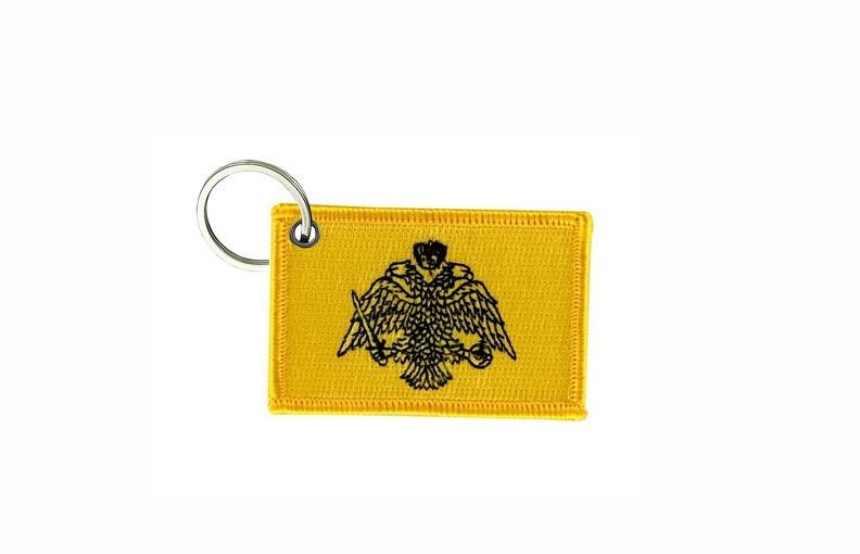 Keychain keyring embroidered patch double sided flag mount athos orthodox Carousel 1