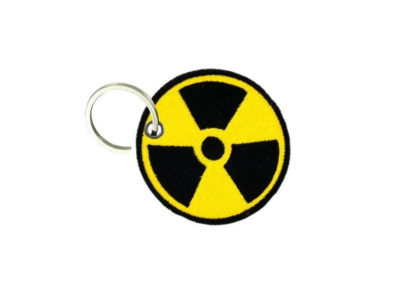 Keychain keyring embroidered patch biker biohazard nuclear symbol warning Carousel 1
