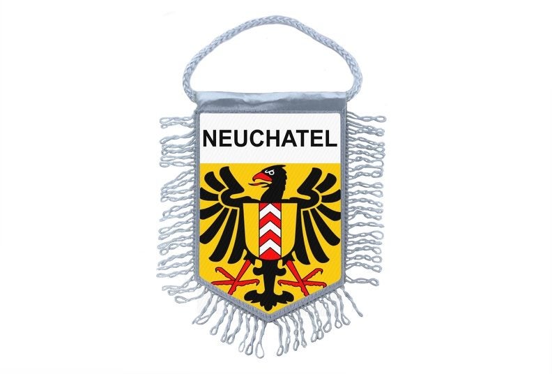 Mini banner flag pennant mirror cars country banner switzerland neufchatel Carousel 1