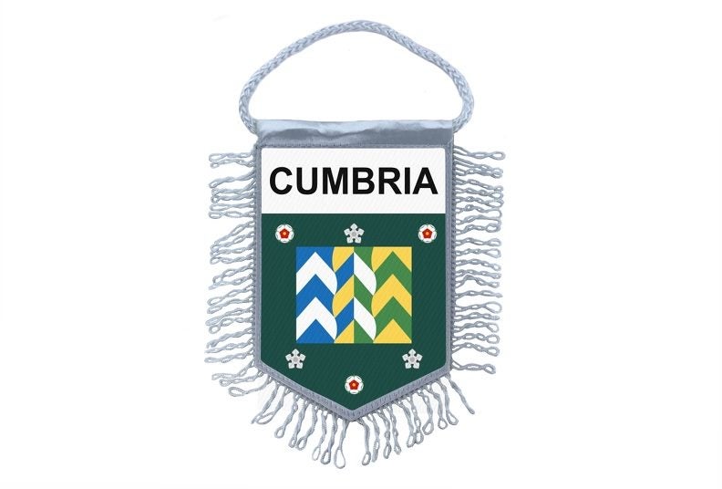 Mini banner flag pennant window mirror cars country banner crest cumbria Carousel 1