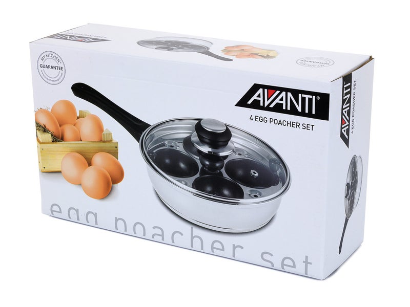 AVANTI 4 Egg Poacher Pan with Lid Set 20cm Carousel 3