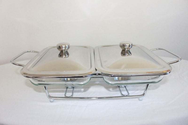 DOUBLE GLASS CHAFING DISH WARMER Carousel 1