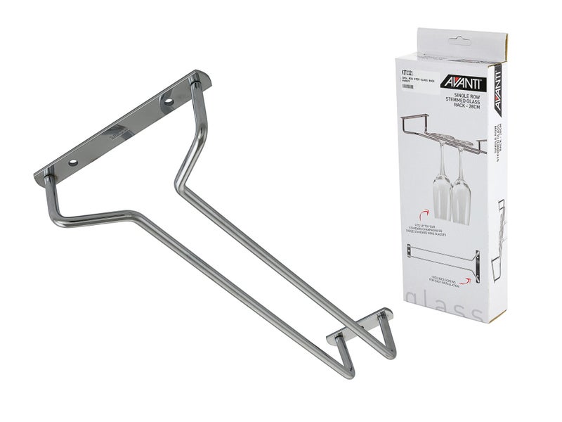 AVANTI Single Row Stemmed Chrome Wine Glass Hanger Rack 280mm Carousel 3