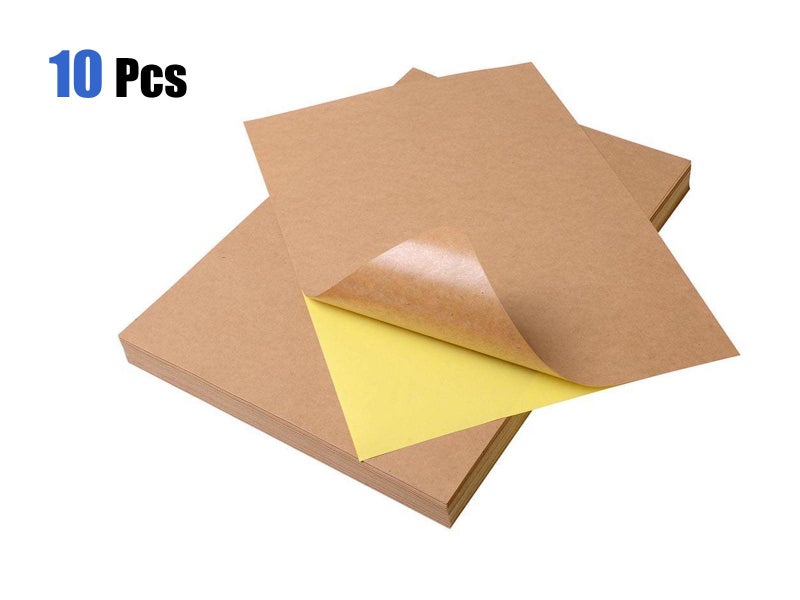 10X A4 Brown Kraft Sticker Paper Self Adhesive Label Carousel 1