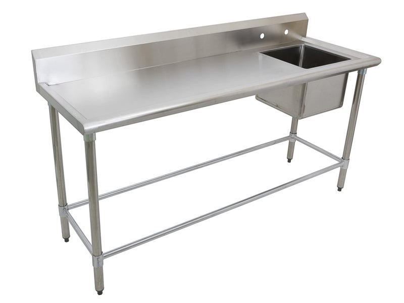1.78m Stainless Steel Commercial Kitchen Worktop Sink (R) Bench with Splashback Carousel 1