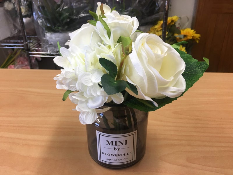White Rose With Glass Vase Artificial Flower Trade Me