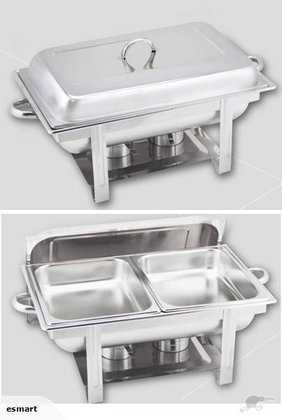 STAINLESS STEEL CHAFING DISH DOUBLE FOOD STEAM PAN Carousel 1