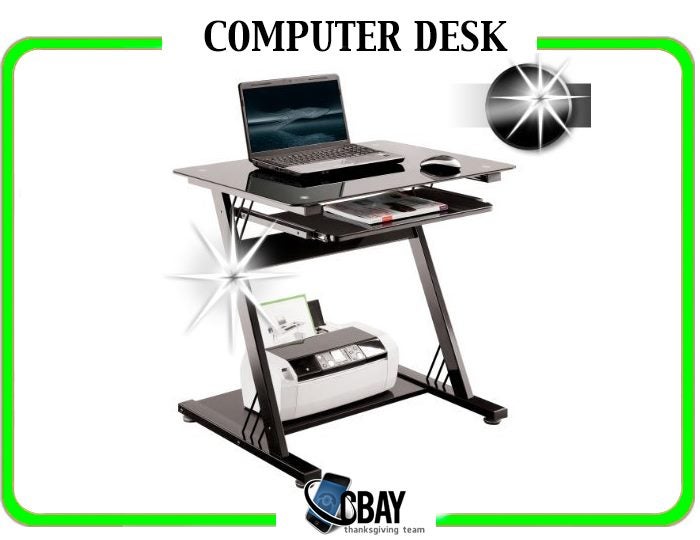 Computer Desk Glass High Gloss Black Clearance Sale Trade Me