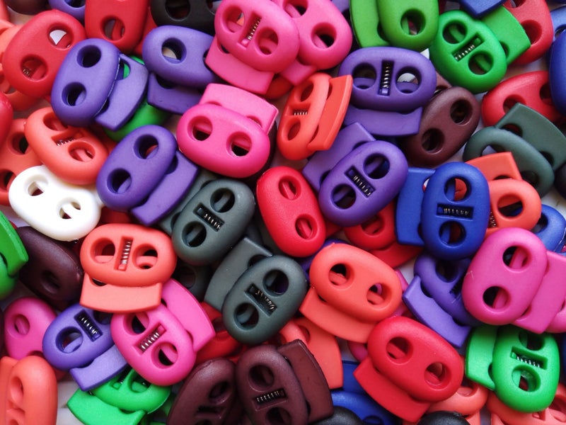 Paracord Flat Bean Toggle Clips Round 10pc Mixed colour Carousel 1