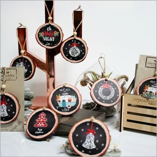 Wood Slice Ornament : Filigree Stocking - Ornaments Carousel 2