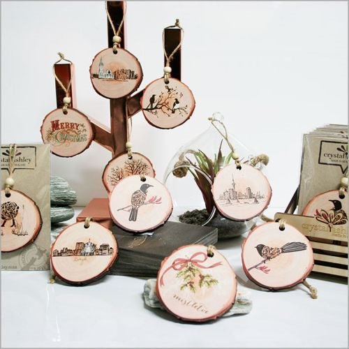 Wood Slice Ornament : Filigree Stocking - Ornaments Carousel 4
