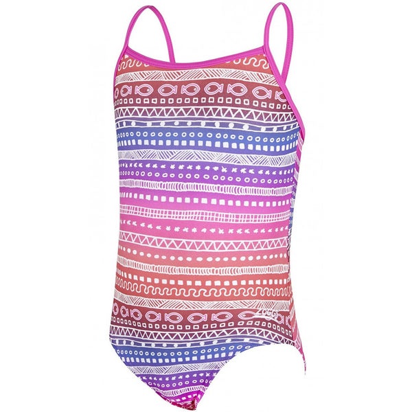 Zoggs Girls Ikat Yaroomba Swimsuit Costume Floral/Pink Carousel 1