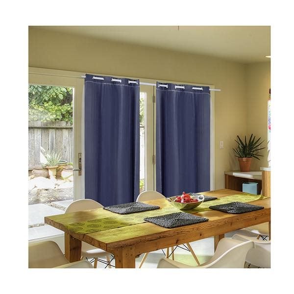2pcs 3layers 140x244cm Blockout Curtains Soft Gauze Navy Blue