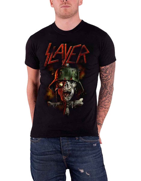 Slayer T Shirt Soldier Cross Zombie Skull band Logo Official Mens Black Carousel 1
