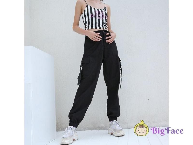 HEYounGIRL Streetwear Cargo Pants Women Casual Joggers Black High Waist Loose Carousel 1