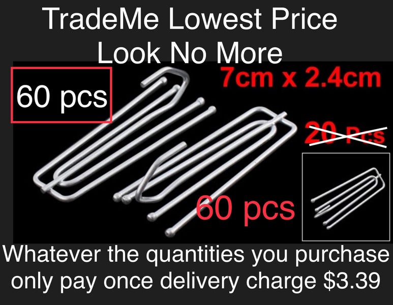 60pc Brand New Curtain Hooks 7cm Pinch Pleat 4 Prong Drapes Lowest