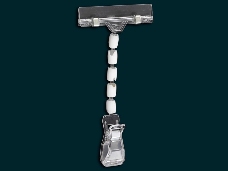 PC Plastic Clips Transparent Retail Price Tag Clips 180mm with Swivel Joints Carousel 1