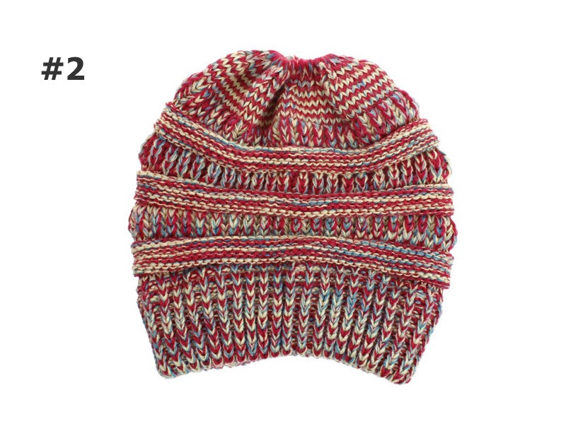 Beanie tail Messy Bun Ponytail Stretchy Warm Knit Beanie Hat62989794073089112