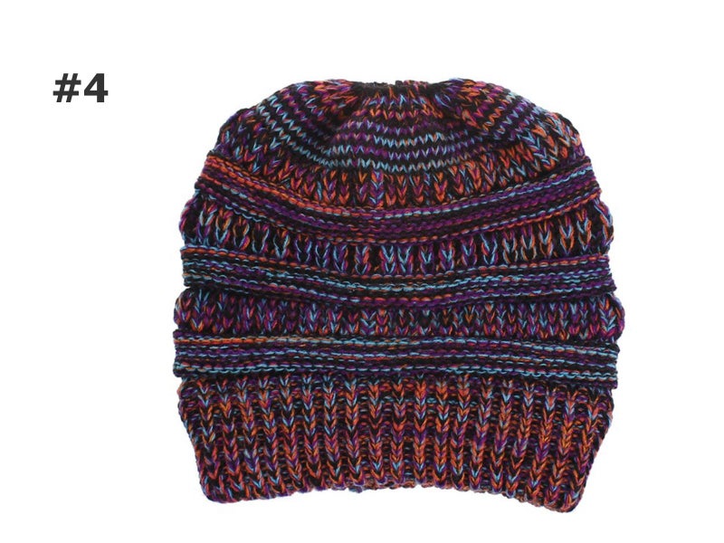 Beanie tail Messy Bun Ponytail Stretchy Warm Knit Beanie Hat62989794073089114