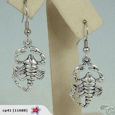 Unusual Tibetan Silver Scorpion 925 Hook Earrings Carousel 1