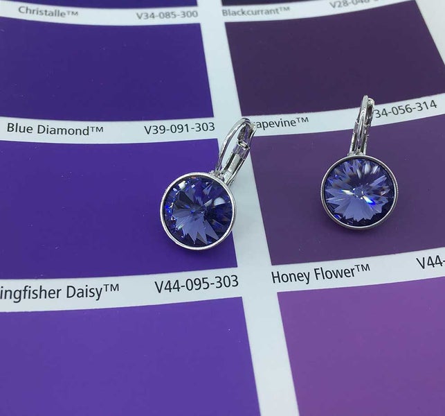 Silver Drop Crystal Earrings "Janelle" (Purple) Carousel 2
