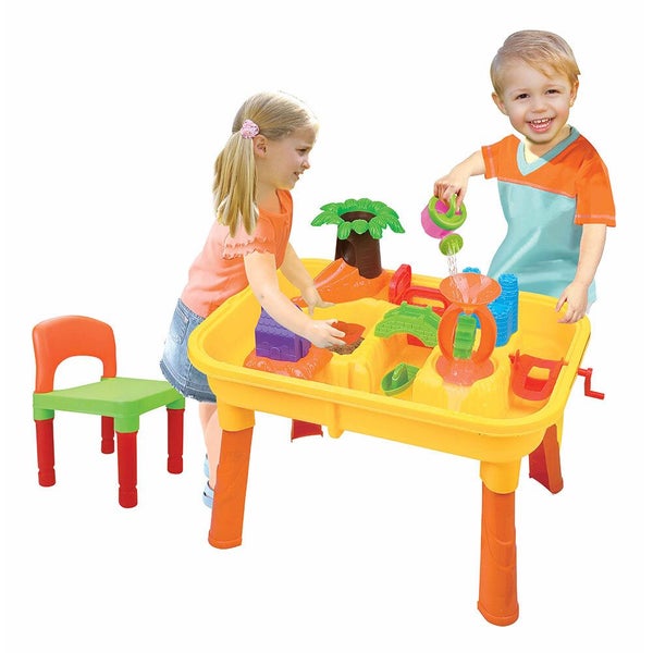 Gem Toys Kids Desk Beach Water Table W Chair Sandpit Moulds Scooper Bucket