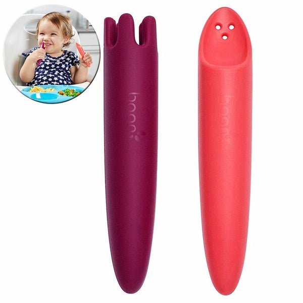 2pc Boon Jab Silicone Food Utensils Feeding Feeder 1y Baby