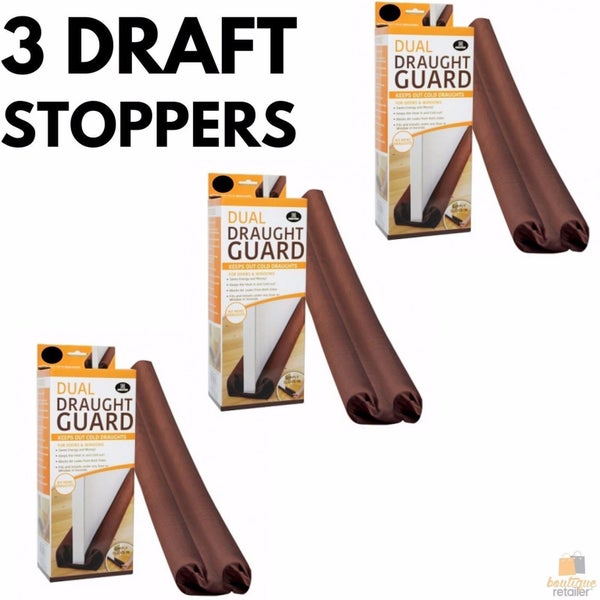 3x Dual Draft Stopper Double Sided Snake Wind Air Door Guard Cover