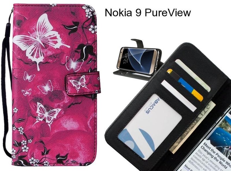 Nokia 9 PureView case 3 card leather wallet case printed ID Carousel 1