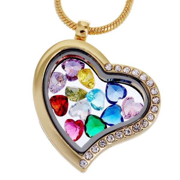 USE WITH MEMORY GLASS LOCKET FLOATING CHARMS RHINESTONE HEART