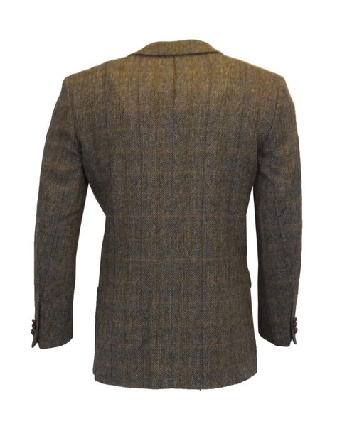 Men's Herringbone Overcheck Blazer - Scottish Harris Tweed - Clinton Brown - 50 Carousel 7