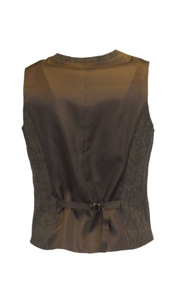 Men's Herringbone Overcheck Waistcoat - Harris Tweed - Clinton Brown - 44 Carousel 4