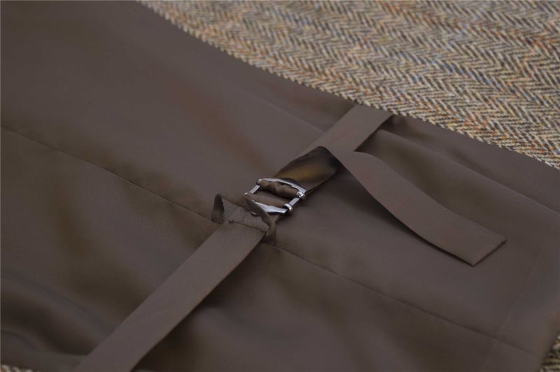 Men's Herringbone Overcheck Waistcoat - Harris Tweed - White Sand - 44 Carousel 2