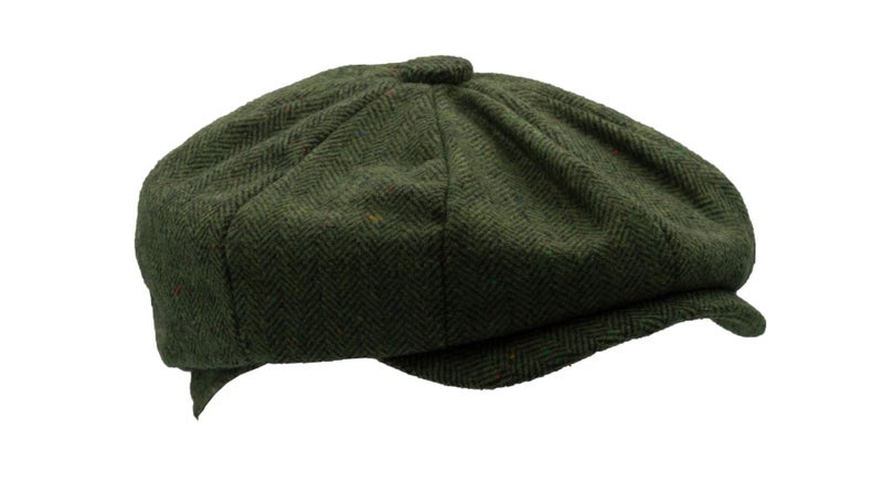 Unisex Bakerboy Newsboy Flat Cap - Wool - Green Herringbone - M (58cm) Carousel 1