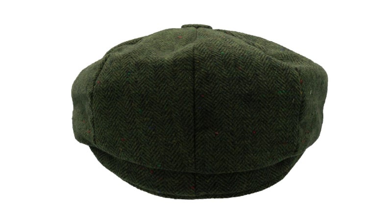 Unisex Bakerboy Newsboy Flat Cap - Wool - Green Herringbone - M (58cm) Carousel 5
