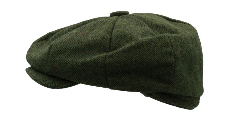 Unisex Bakerboy Newsboy Flat Cap - Wool - Green Herringbone - XL (60cm) Carousel 5