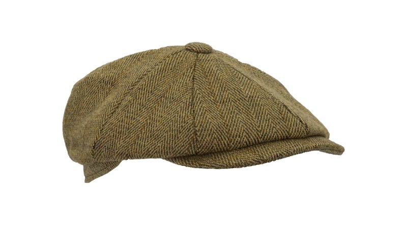 Unisex Bakerboy Newsboy Flat Cap - 8 Panel - Tweed - Light Sage - 3XL (62cm) Carousel 1