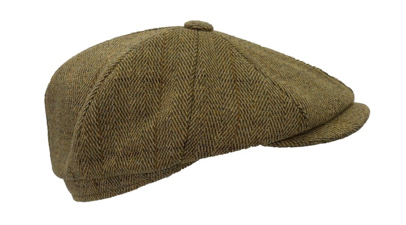 Unisex Bakerboy Newsboy Flat Cap - 8 Panel - Tweed - Light Sage - 3XL (62cm) Carousel 2
