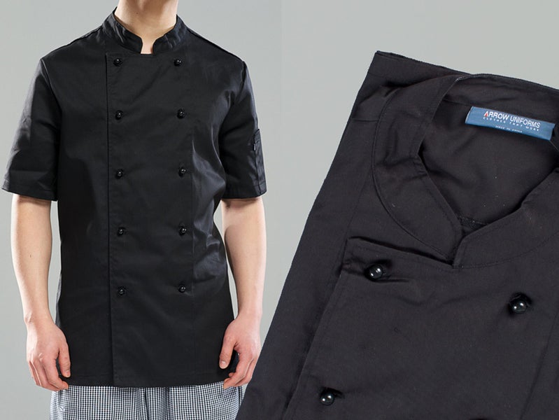 Chefs Jacket - Black Double Breasted Short Sleeve Jackets Kitchen Apparel - XS Carousel 2