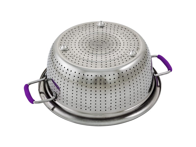 Stainless Steel Colander Strainer Sieve 32cm Purple Carousel 2