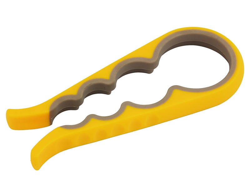Plastic Handheld Jar / Bottle Opener 4 Lid Sizes Yellow and Grey Carousel 1